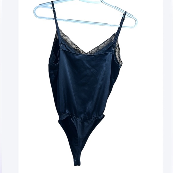 Abercrombie Black Satin Lace Bodysuit Cami | Size M - Picture 2 of 6